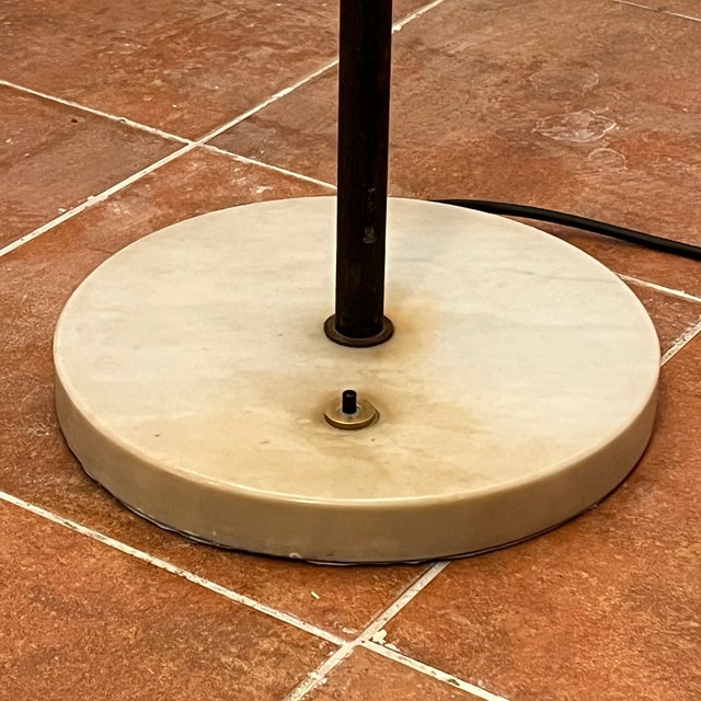 1950s Mid-Century Six-Light Floor Lamp in Brass, Lacquered Metal, and Glass attributed to Stilnovo, Italy, 1950s For Sale - Image 5 of 6