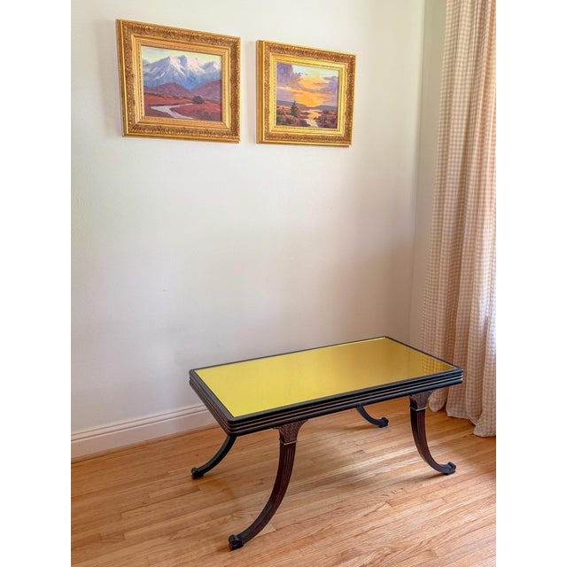 Early 1900s Citron Gold Mirror Top and Ebony Walnut Empire Coffee Table For Sale - Image 15 of 17