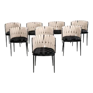 Set of 8 Milano Dining Chairs in Black and White