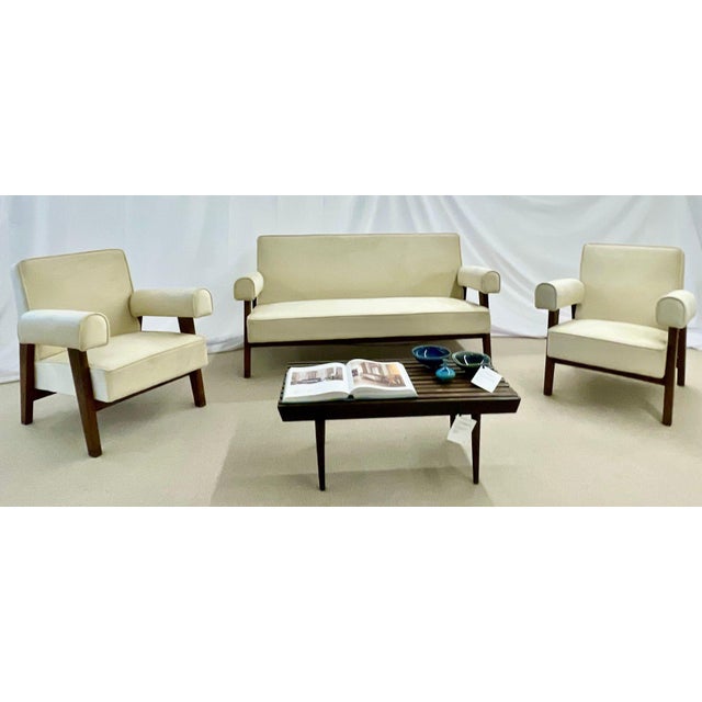 Authentic Pair of Pierre Jeanneret Upholstered Bridge Chairs, Mid-Century Modern For Sale - Image 12 of 15