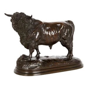 French Antique Bronze Sculpture of Aberdeen Angus Bull by Isidore Bonheur