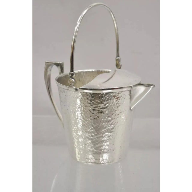 Art Deco Vintage T&t Hand Hammered Silver Plated Art Deco Small Watering Can Pitcher For Sale - Image 3 of 12