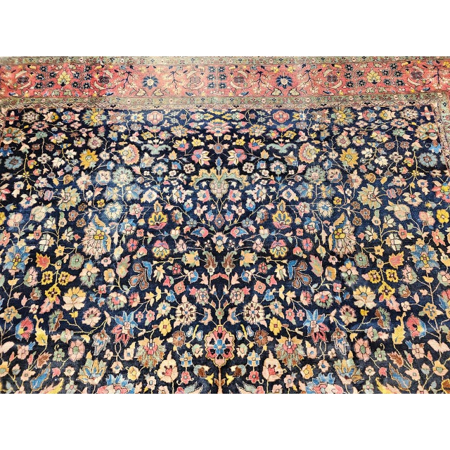 Antique Indian Agra Rug, Handwoven Wool, Allover Floral Design, 9' x 12' For Sale In Chicago - Image 6 of 13