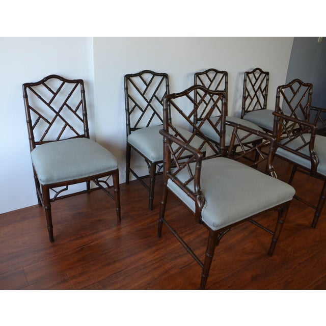 Chinese Chippendale Style Faux Bamboo Dining Chairs, Set of 8 Chairish