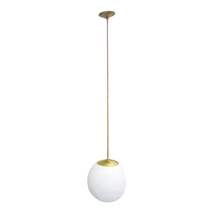 Vintage 1960s Ejs Lighting Corp Frosted Glass and Brass 14" Globe Pendant Lamp - 57 Inches