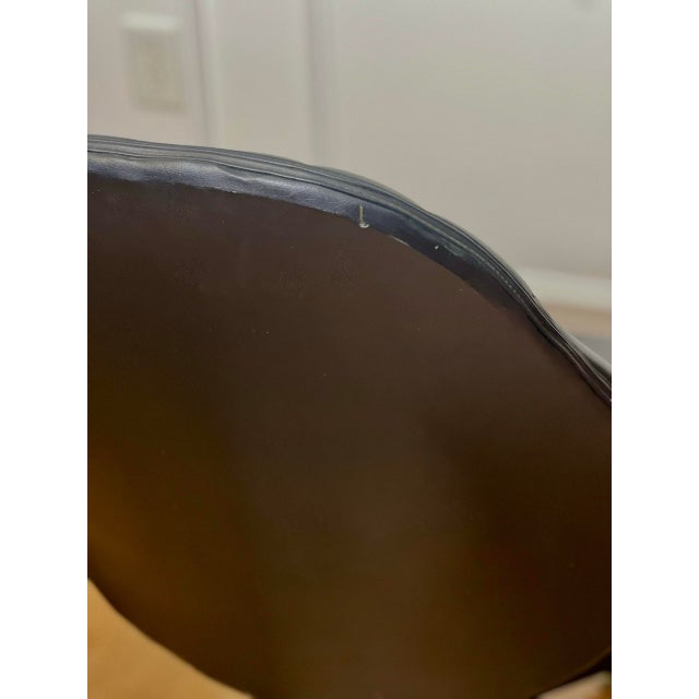 1970s Vintage Modern Black Faux Leather Swivel Bucket Lounge Chair For Sale - Image 9 of 12
