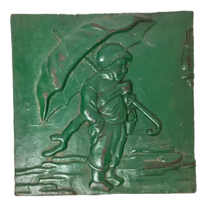 Vintage Cast Iron Wall or Patio Tile Singing in the Rain