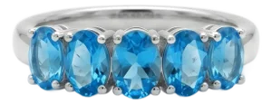 Swiss Blue Topaz Half Band Ring, Stackable Birthstone Ring Us 7
