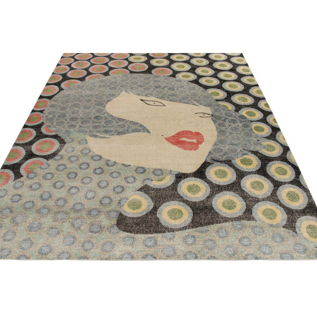 Pop Art Rug & Kilim’s Homage Page Girl Square Rug, 4x4 For Sale - Image 3 of 6
