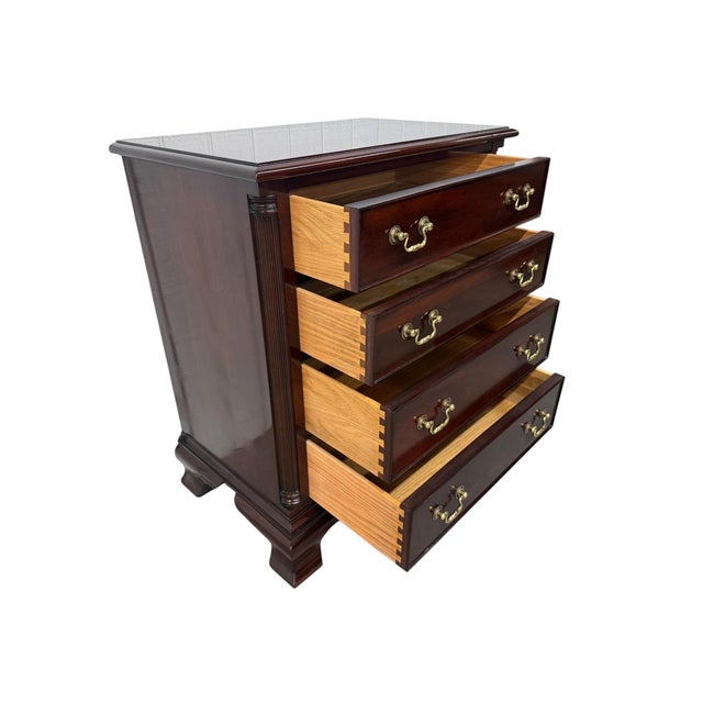 Wood Vintage Henkel Harris 2007 Mahogany Bachelor Chest Nightstands - Set of 2 For Sale - Image 7 of 10