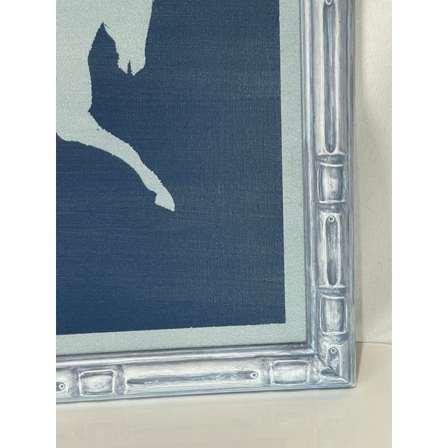 Navy Blue Primitive Horse Painting in Navy & Slate Blue For Sale - Image 8 of 9