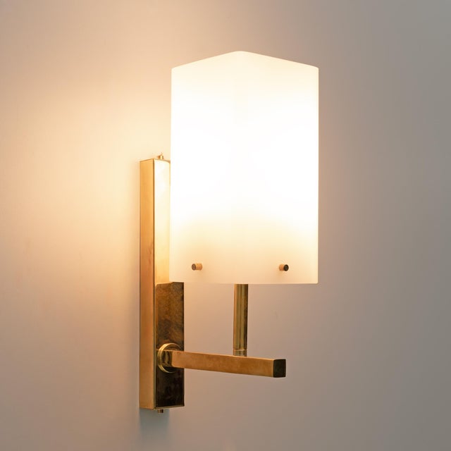 Mid-Century Modern Mid-Century Italian Modern Style Murano Glass and Brass Sconces, 1990, Set of 2 For Sale - Image 3 of 9