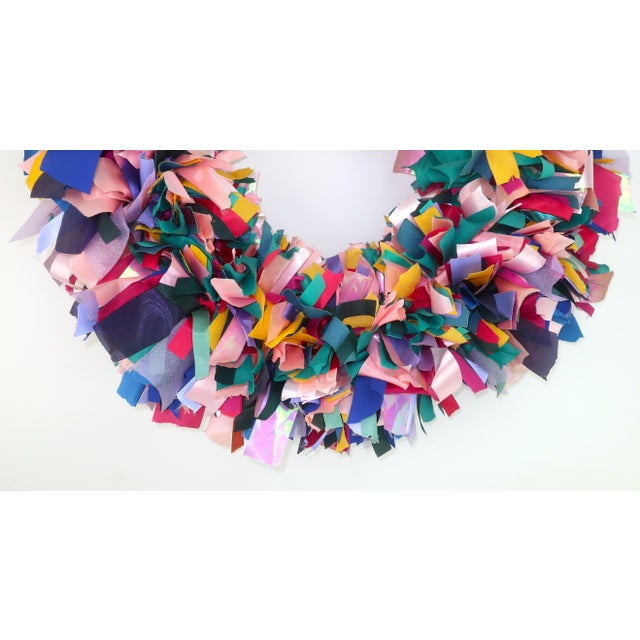 Ribbon Christmas Holiday Wreath, 1980's For Sale - Image 4 of 10