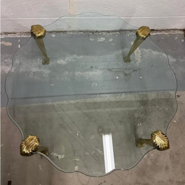1970s Mid 20th Century Brass and Glass Coffee Table in the Manner of Pe Guerin For Sale - Image 5 of 8