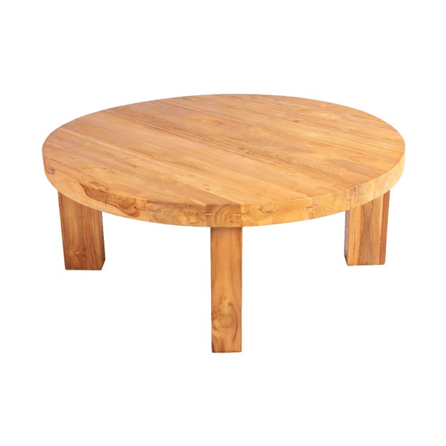 Modern Round Teak Coffee Table For Sale In Greensboro - Image 6 of 9
