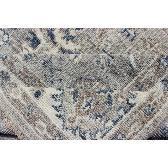 Hand-Knotted Indian Wool Oushak Rug in Cool Neutral Tones For Sale - Image 11 of 13