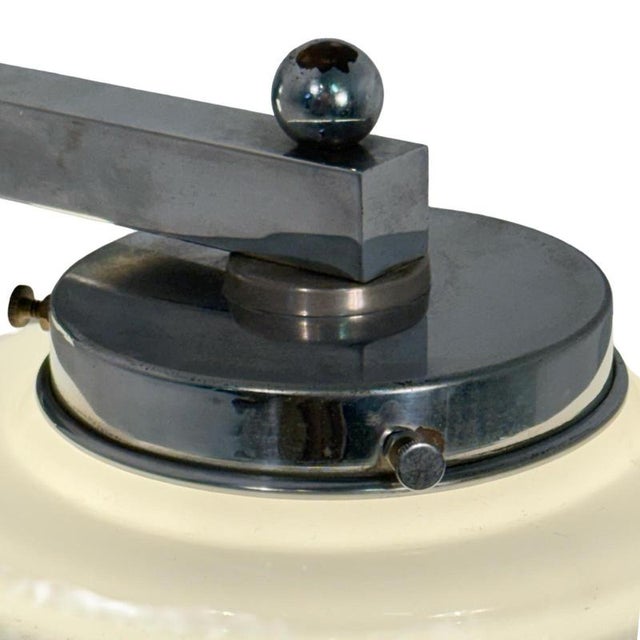 Glass Art Deco Opaline Glass Wall Lamp with Chrome-Plated Mount from Gispen For Sale - Image 7 of 9