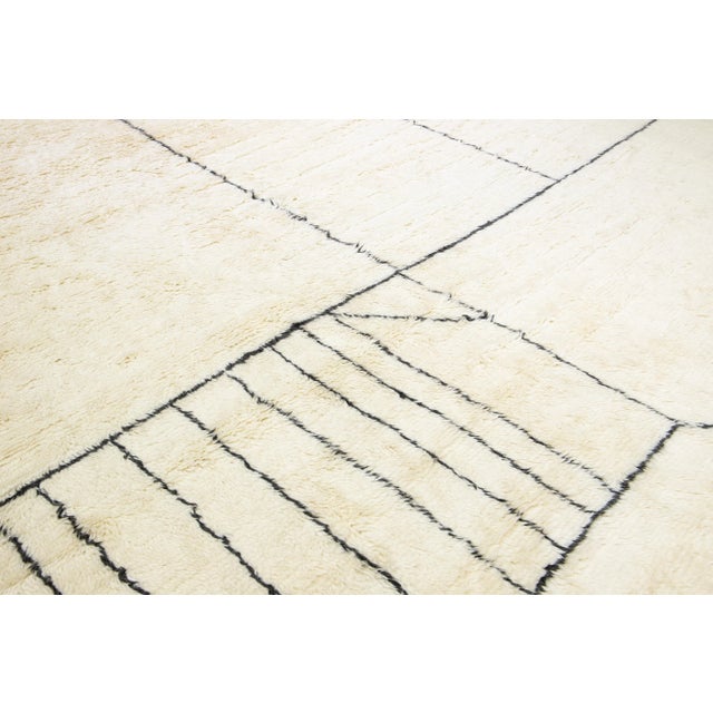Ivory Modern Moroccan Style Handmade Ivory Wool Rug With Geometric Design by Apadana For Sale - Image 8 of 11