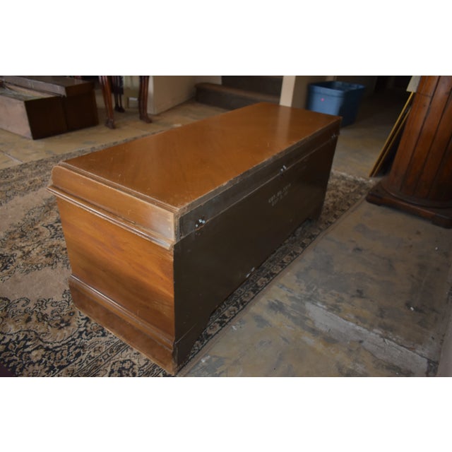 Wood Vintage Caswell-Runyan Cedar Hope Chest – Art Deco Blanket Trunk-Lock Removed For Sale - Image 7 of 13
