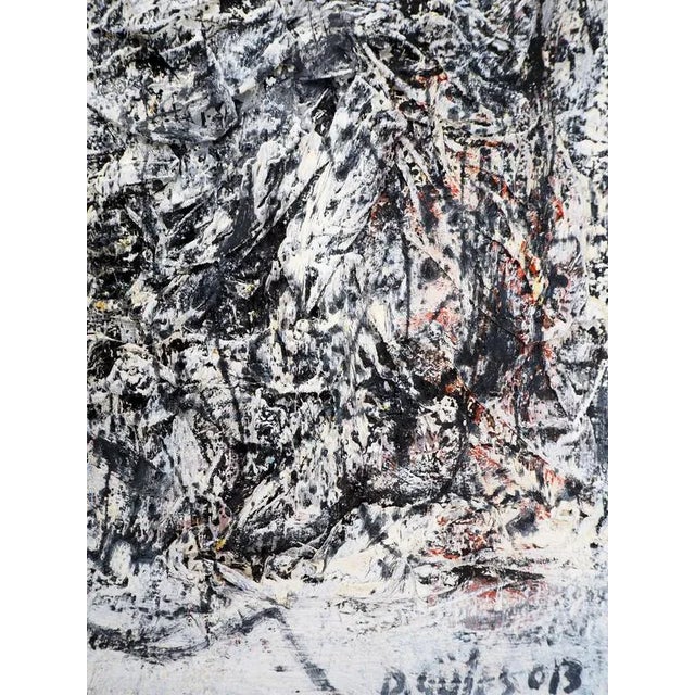 Dyap Guler, Portrait of an Abstract Man in Black, Blue and White, Mixed Media on Canvas For Sale - Image 6 of 8