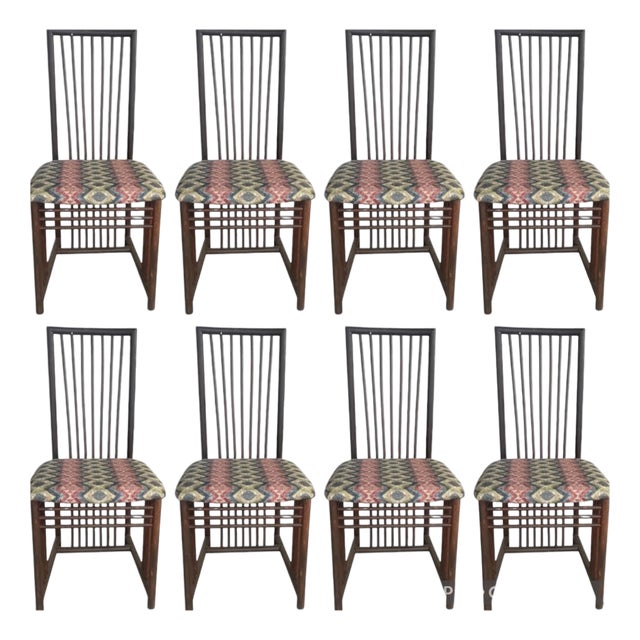 1980s Vintage A. Sibau Italian Dining Chairs- Set of 8 For Sale