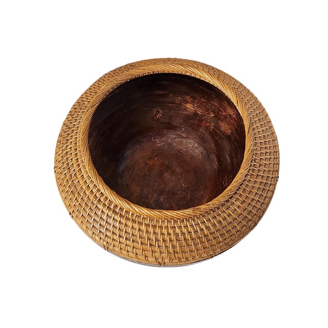 Asian 19th Century Asian Wood and Woven Basket For Sale - Image 3 of 5