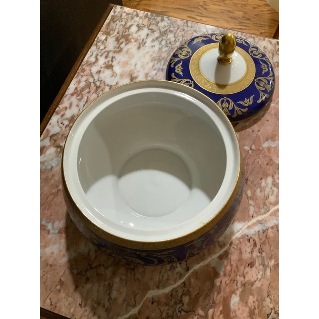 Rudolf Wächter Bavarian Cobalt Covered Dish With Hand Decorated Gold Gilt – German Porcelain - Grandmillennial, Palm Beach & Traditional - See Pics! For Sale - Image 9 of 11