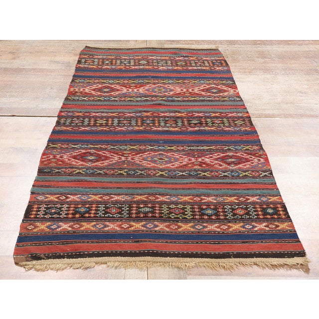 Red Antique Caucasian Shahsavan Kilim Rug - 02'09 X 06'08 For Sale - Image 8 of 9