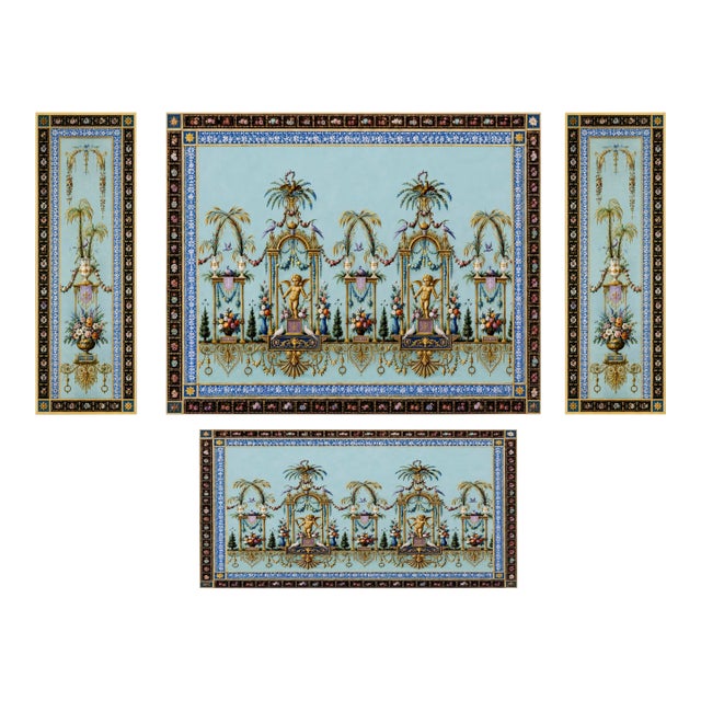 Atelier Aria Lumae Palais De Versailles Arabesque Neoclassical Complete Four Piece Salon Panel Ensemble For Sale