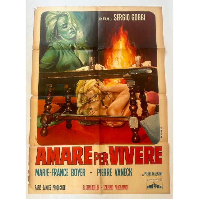 Vintage Italian Movie Poster Amare Per Vivere, 1967 For Sale - Image 8 of 8
