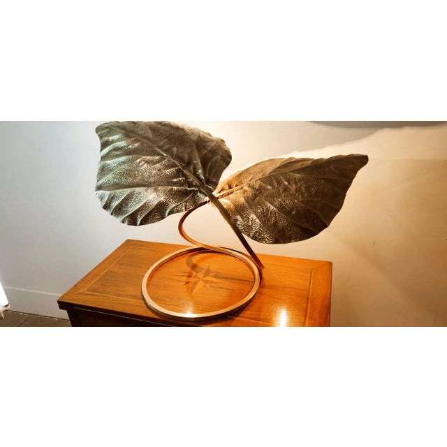 Brass Lamp with Two Leaves by Tommaso Barbi For Sale - Image 6 of 18