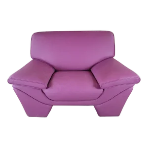 Vintage Postmodern Contemporary Plum Leather Oversized Lounge Club Chair