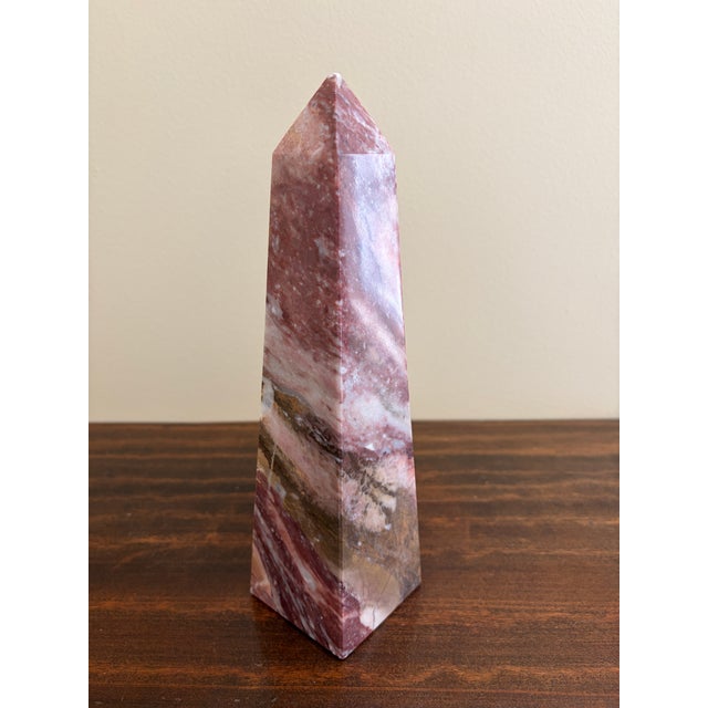 Late 20th Century Neoclassical Solid Marble Red and Brown Obelisk For Sale - Image 5 of 9