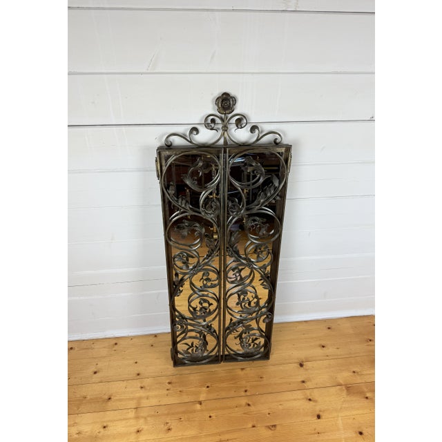 Goldenrod Antique Brass Wall Mirror with Ornate Hinged Doors, 1950s For Sale - Image 8 of 11