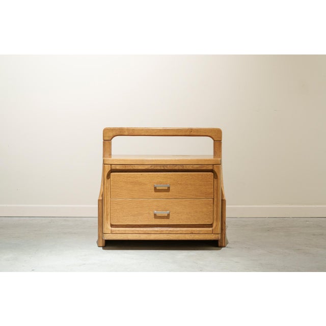 Mid-Century Modern Bedside Tables in Oak and Steel, 1960s, Set of 2 For Sale - Image 3 of 9