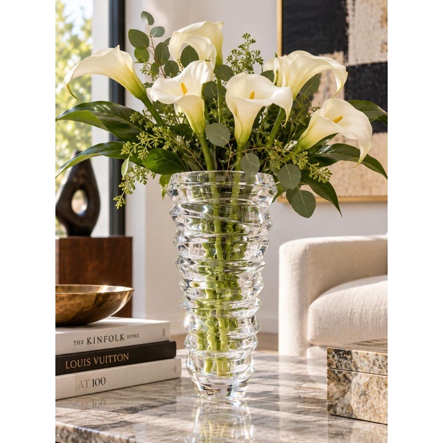 Striking Nachtmann “Slice” crystal vase designed by Viktoriya Braginsky, featuring a bold sculptural form composed of...