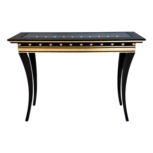 Rectangular Ebonized Beech Console Table with Crystal Top by Roberto Ventura, Italy, 2000s For Sale