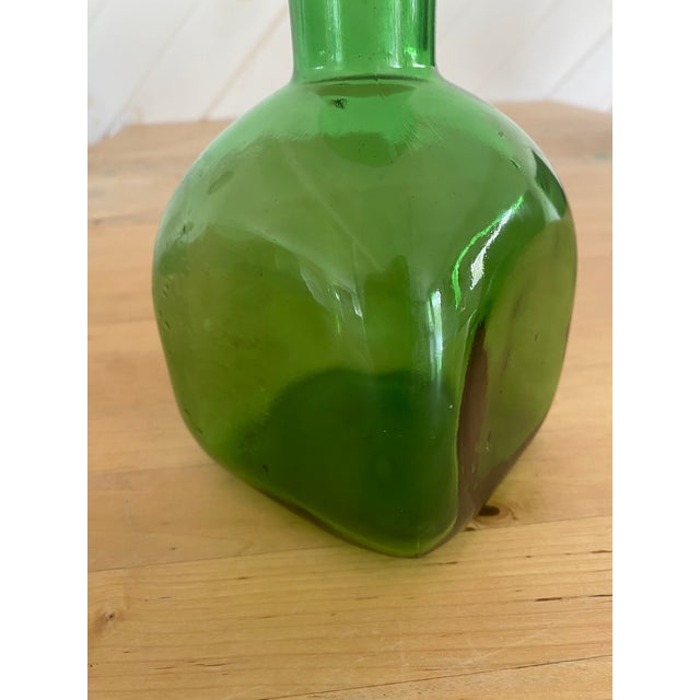 1960s 1970s Vintage Mid-Century Modern Italian Green Glass Decanter/Carafe Empoli Italy For Sale - Image 5 of 11