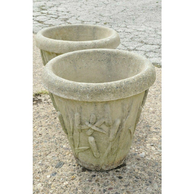 Late 20th Century Nina Studio Concrete Cement Dragonfly Cattail Leaf Garden Planters A Pair Chairish