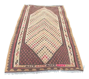 Vintage Turkish Earthy Color Oushak Kilim Rug