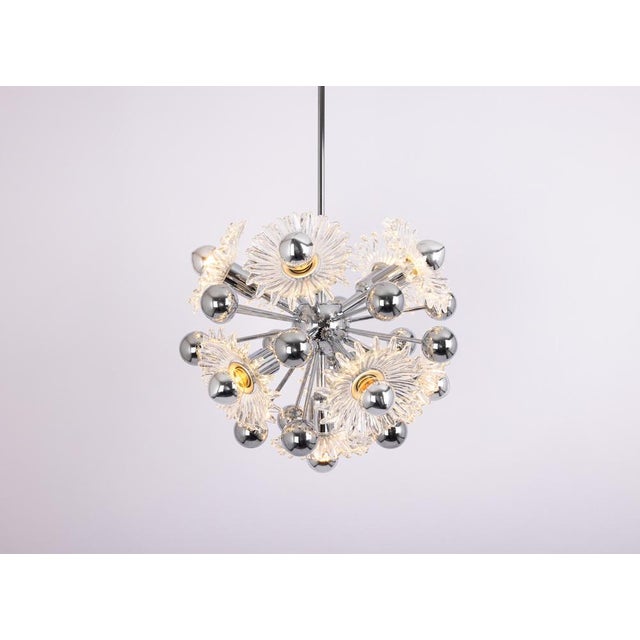 Mid century sputnik pendant light by doria with glass pieces, germany, 1970s good condition, with small signs of age and...