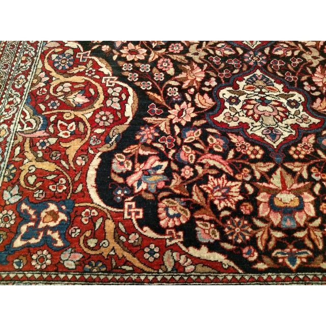 Persian Vintage Kashan Rug, Hand-Knotted Wool, Floral Pattern, Navy & Ivory, 5x7 For Sale - Image 3 of 18