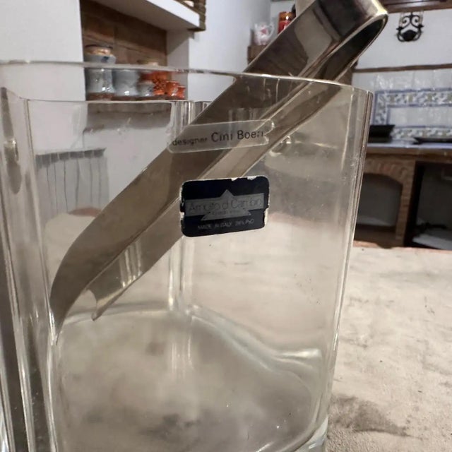 Cini Boeri A 1970s Modern Arnolfo Di Cambio Ice Bucket With a Lino Sabattini Ice Tongs For Sale - Image 4 of 12