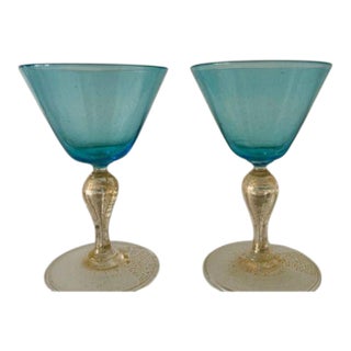 Vintage Murano Glass Wine Glasses – Set of 2 For Sale