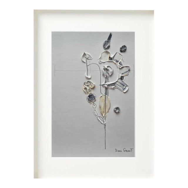 Neutral Colors Palette Organic Modern Botanical Flower Original Oil Painting / Contemporary Herbarium / Earth Tones For Sale