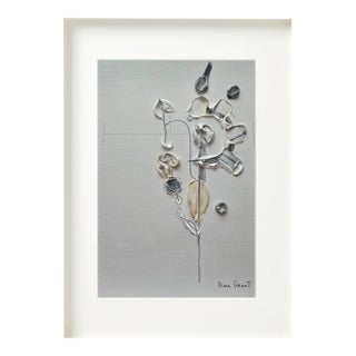 Neutral Colors Palette Organic Modern Botanical Flower Original Oil Painting / Contemporary Herbarium / Natural Tones For Sale