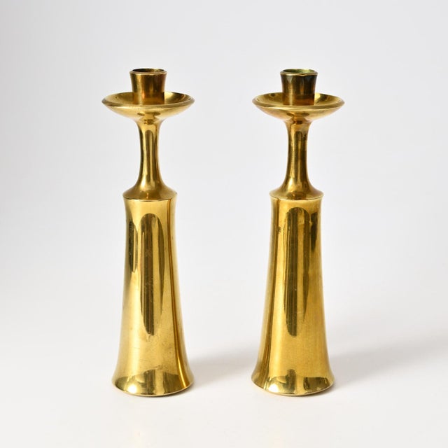 Mid-Century Modern Brass Candleholders by Jens Harald Quistgaard for Dansk Designs, 1960s, Set of 2 For Sale - Image 3 of 10