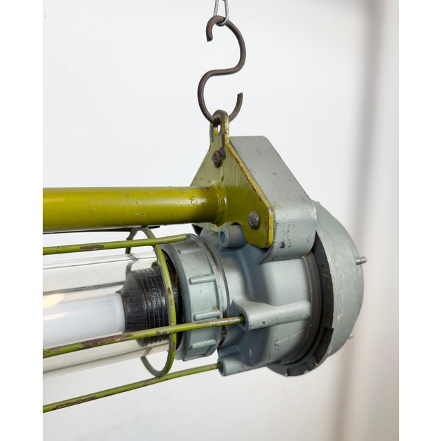 Soviet Industrial Grey Hanging Tube Light, 1970s For Sale - Image 14 of 18