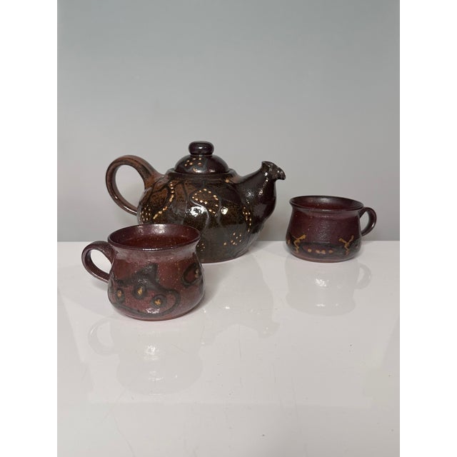 Handmade Ceramic Teapot and Cups from Helma Klett Workshop, Germany, 1980s, Set of 3 For Sale - Image 15 of 15