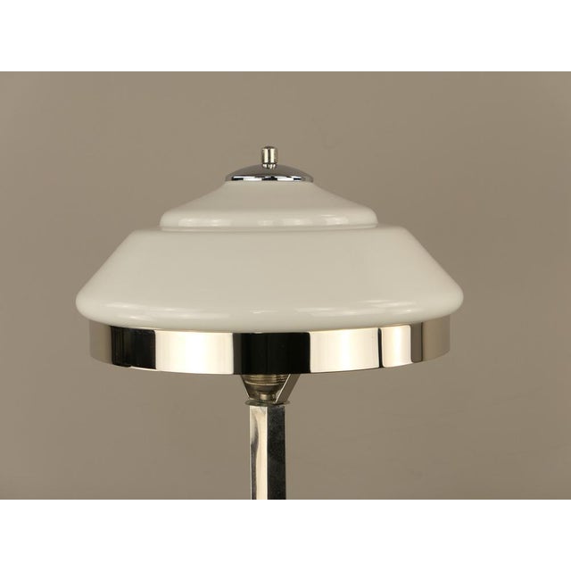 1920s Art Deco Chromed Table Lamp with Opal Glass Shade, 1920s For Sale - Image 5 of 10